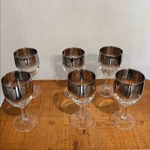 MCM Dorothy Thorpe Style Silver Fade Ombré Rim Small Goblet Glasses Set of 6